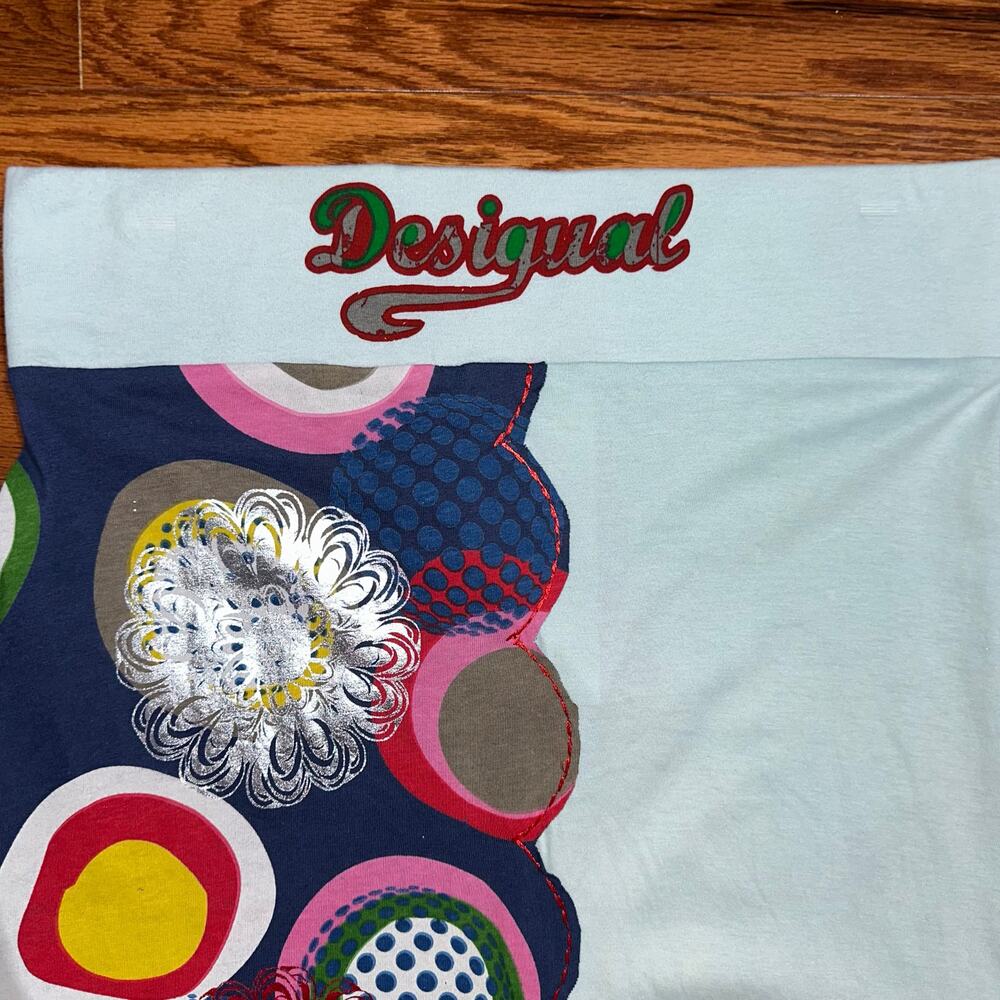 Desigual Colorful Boho Art Embroidered Floral Cotton A-Line Skirt Size Large - Picture 14 of 16